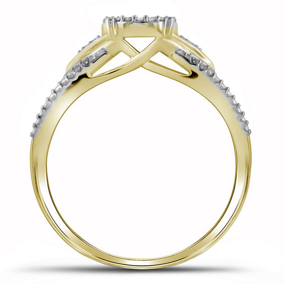 10k Yellow Gold Round Diamond Cluster Bridal Wedding Engagement Ring 1/6 Cttw