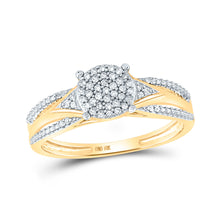  10k Yellow Gold Round Diamond Cluster Bridal Wedding Engagement Ring 1/6 Cttw