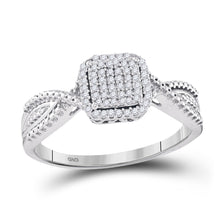  10k White Gold Womens Round Diamond Square Cluster Ring 1/6 Cttw