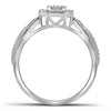 10k White Gold Womens Round Diamond Square Frame Cluster Tapered Shank Ring 1/10 Cttw