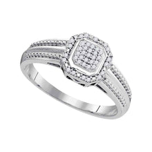  10k White Gold Round Diamond Square Cluster Bridal Wedding Engagement Ring 1/10 Cttw