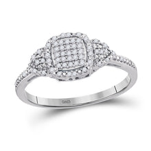  10k White Gold Womens Round Diamond Square Cluster Ring 1/6 Cttw