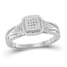  10k White Gold Round Diamond Square Cluster Bridal Wedding Engagement Ring 1/6 Cttw