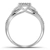 10k White Gold Round Diamond Cluster Bridal Wedding Engagement Ring 1/6 Cttw