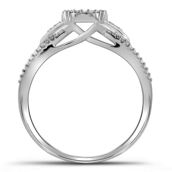 10k White Gold Round Diamond Cluster Bridal Wedding Engagement Ring 1/6 Cttw