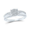 10k White Gold Round Diamond Cluster Bridal Wedding Engagement Ring 1/6 Cttw