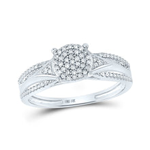  10k White Gold Round Diamond Cluster Bridal Wedding Engagement Ring 1/6 Cttw