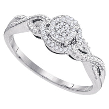  10k White Gold Womens Round Diamond Cluster Ring 1/10 Cttw