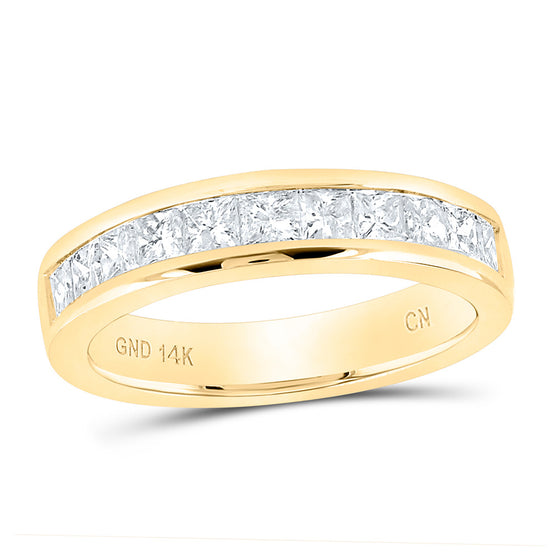 14k Yellow Gold Womens Princess Channel-set Diamond Single Row Wedding Band 1 Cttw