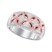  10k Two-tone Gold Womens Round Diamond Band Ring 1/5 Cttw