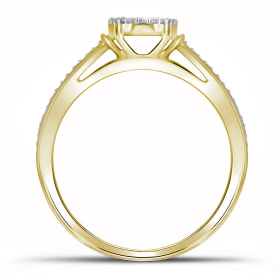 10k Yellow Gold Round Diamond Cluster Bridal Wedding Engagement Ring 1/5 Cttw