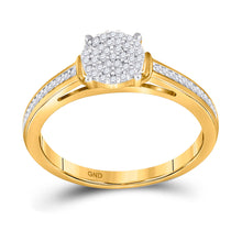  10k Yellow Gold Round Diamond Cluster Bridal Wedding Engagement Ring 1/5 Cttw