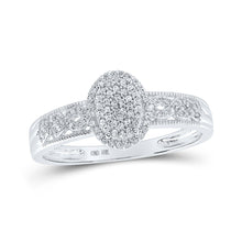  10k White Gold Round Diamond Oval Cluster Milgrain Twist Bridal Ring 1/4 Cttw