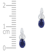 10k White Gold Womens Oval Synthetic Blue Sapphire Stud Earrings 7/8 Cttw