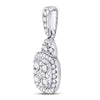 14k White Gold Womens Princess Diamond Fashion Cluster Pendant 3/8 Cttw