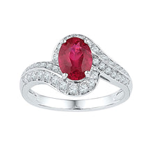  10k White Gold Womens Oval Synthetic Ruby Solitaire Ring 2 Cttw