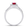 10k White Gold Womens Pear Synthetic Ruby Solitaire Diamond Frame Ring 1-1/5 Cttw