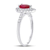 10k White Gold Womens Pear Synthetic Ruby Solitaire Diamond Frame Ring 1-1/5 Cttw