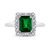 10k White Gold Womens Emerald Synthetic Emerald Solitaire Ring 1-4/5 Cttw