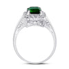 10k White Gold Womens Emerald Synthetic Emerald Solitaire Ring 1-4/5 Cttw