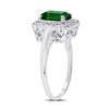10k White Gold Womens Emerald Synthetic Emerald Solitaire Ring 1-4/5 Cttw