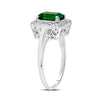 10k White Gold Womens Emerald Synthetic Emerald Solitaire Ring 1-4/5 Cttw