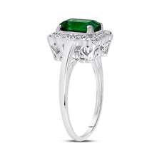  10k White Gold Womens Emerald Synthetic Emerald Solitaire Ring 1-4/5 Cttw