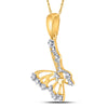 10k Yellow Gold Womens Round Diamond Butterfly Pendant 1/20 Cttw