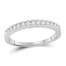  14k White Gold Womens Round Diamond Single Row Band Ring 1/4 Cttw