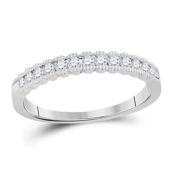 14k White Gold Womens Round Diamond Single Row Band Ring 1/4 Cttw