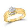10k Yellow Gold His Hers Round Diamond Cluster Matching Wedding Set 1/12 Cttw