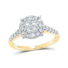  14k Yellow Gold Princess Round Diamond Cluster Bridal Wedding Engagement Ring 3/4 Cttw