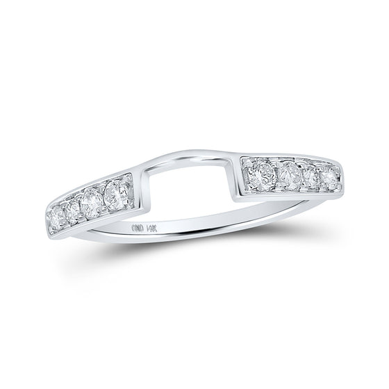 14k White Gold Womens Round Diamond Ring Guard Wrap Solitaire Enhancer 1/4 Cttw