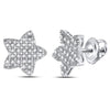 10k White Gold Round Diamond Star Cluster Earrings 1/6 Cttw
