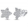 10k White Gold Round Diamond Star Cluster Earrings 1/6 Cttw