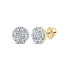  10k Yellow Gold Womens Round Diamond Cluster Earrings 1 Cttw