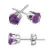 14k White Gold Round Amethyst Stud Earrings