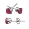 14k White Gold Round Ruby Stud Earrings