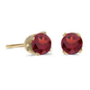 14k Yellow Gold Round Garnet Stud Earrings