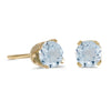 14k Yellow Gold Round Aquamarine Stud Earrings