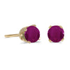 14k Yellow Gold Round Ruby Stud Earrings