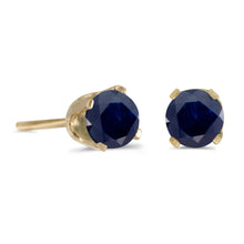  14k Yellow Gold Round Sapphire Stud Earrings
