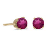 14k Yellow Gold Round Rhodolite Garnet Stud Earrings