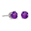 14k White Gold Round Amethyst Stud Earrings