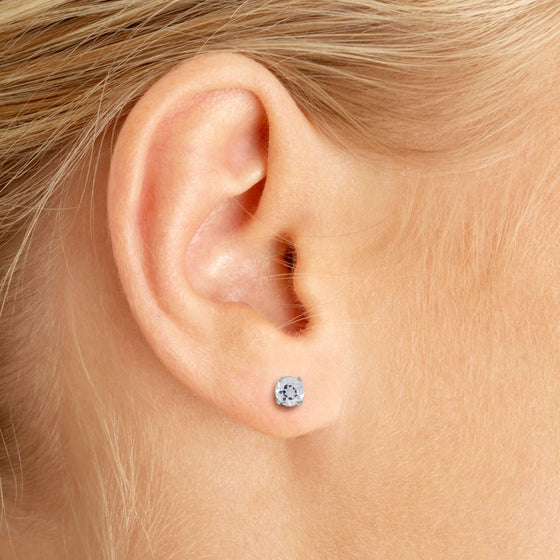14k White Gold Round White Topaz Stud Earrings