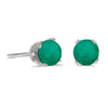 14k White Gold Round Emerald Stud Earrings
