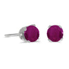 14k White Gold Round Ruby Stud Earrings