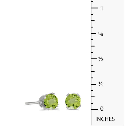 14k White Gold Round Peridot Stud Earrings