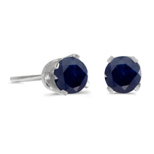  14k White Gold Round Sapphire Stud Earrings