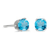 14k White Gold Round Blue Topaz Stud Earrings